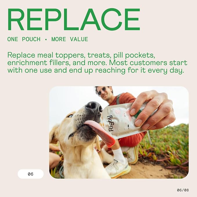 Rigby Organic Free-Range Chicken Dog Treat Squeeze Pouches — One Pouch Every Day for Meal Topping, Training, Pill Pockets, Lick Mats & Enrichment — Low-Calorie Real Food for Digestion & Daily Health