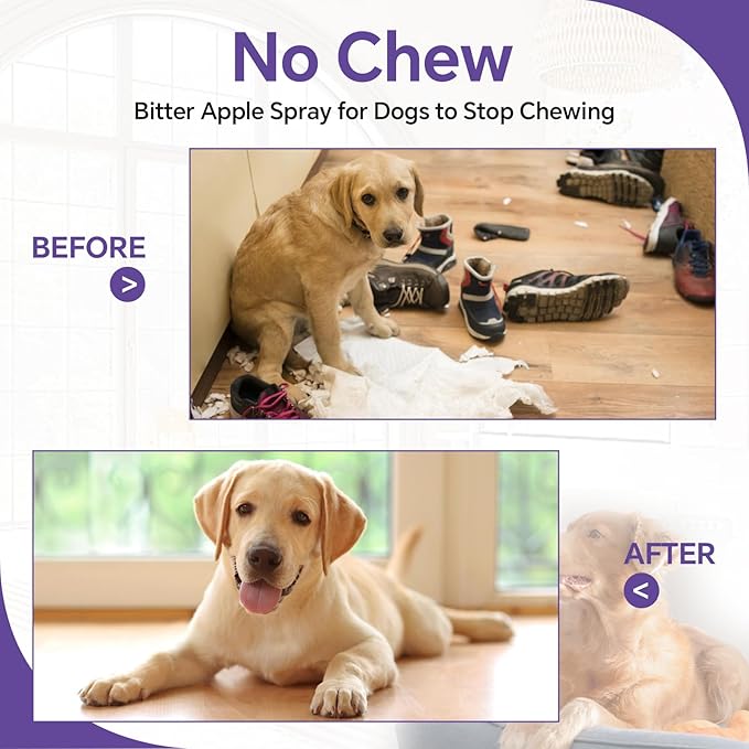 WEALLIN No Chew Spray for Dogs - 6.76 Fl Oz, Bitter Apple Spray for Dogs, Dog Deterrent Spray, Stops Chewing and Licking, Protects Furniture, Prevents Wound Licking, Non-Toxic, Alcohol-Free