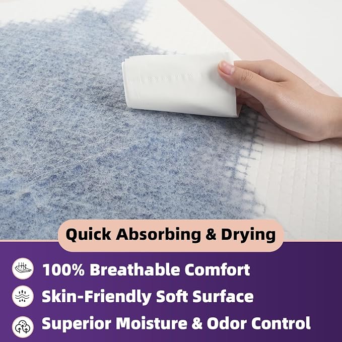 MKISS 30" x 36" Disposable Bed Pads [50 Counts], Heavy Absorbency Underpad | Super Absorbent, Extra Large, Leakproof & Waterproof Protection, Dry Quickly, Soft Fabric Surface