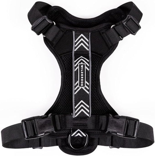 Wilderdog Lightweight Dog Harness with Reflective Straps - Medium - Black