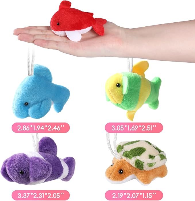 30 Pack Mini Ocean Animal Plush Toys Bulk,Cute Sea Creatures Stuffed Animals,Small Keychain Decoration for Claw Machine,Carnival Prize,Goody Bags Fillers,Christmas Party Favors for Kids Boy Girl