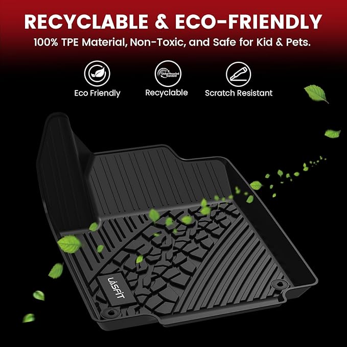 LASFIT Floor Mats for Jeep Compass 2017-2025 2026 All Weather TPE Custom Fit Car Mats Floor Liners 1st & 2nd Row, Black