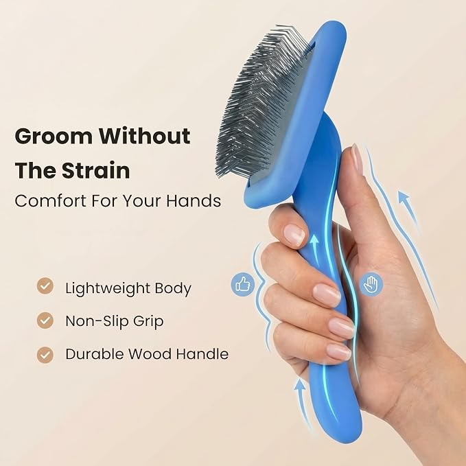 Large Slicker Brush & Lavender Detangler Spray Pack, Dog Grooming at Home | Best Brush For Long Haired Dogs, Dematting Comb & Detangling Spray For Goldendoodle Coats, Puppy Matting Grooming Supplies