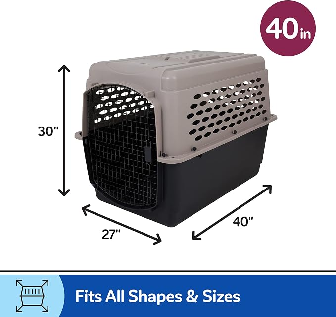 Petmate Vari Dog Kennel - Portable Dog Carriers & Crates for Large Dogs, Airline-Friendly, Durable Plastic, Pet Carrier For Home and Travel, 40 Inches, Taupe and Black