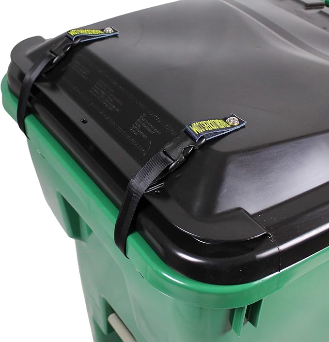 Trash Lock Original Two Strap Lid Lock, Very Secure, Deter Black Bears, Keep Raccoons, and Squirrels Out of Your Trash (Black, Original Two Strap), Patent Pending Design