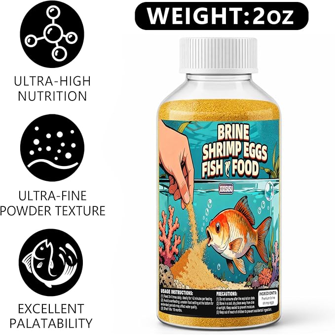 Decapsulated Brine Shrimp Eggs 2 oz | Ready-to-Use Instant Baby Brine Shrimp Food for Aquarium Fish | No Hatching Needed Natural Nutrition for Tropical, Saltwater, Betta & Discus Fish