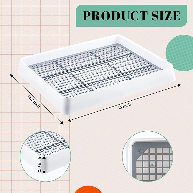 Bokon 2 Pcs Rabbit Large Litter Box for Cage Guinea Pig Litter Pan with Grid Rabbit Guinea Pig Toilet Ferret Corner Potty Trainner Ideal for Rats, Hamsters, Small Animals (15 x 12.2 x 2.6 Inch)