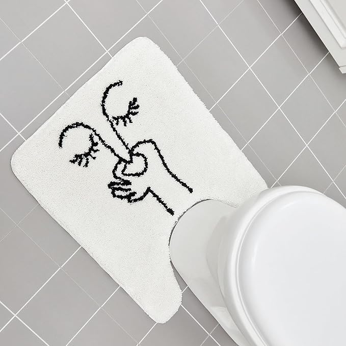 Drydiet Toilet Rug U Shaped Washable Soft and Absorbent Bathroom Rugs Non Slip Bath Mat Machine Wash Bathroom Contour Rug for Toilet Base, 24 x 20 Inch(Bad Smell Humorous)