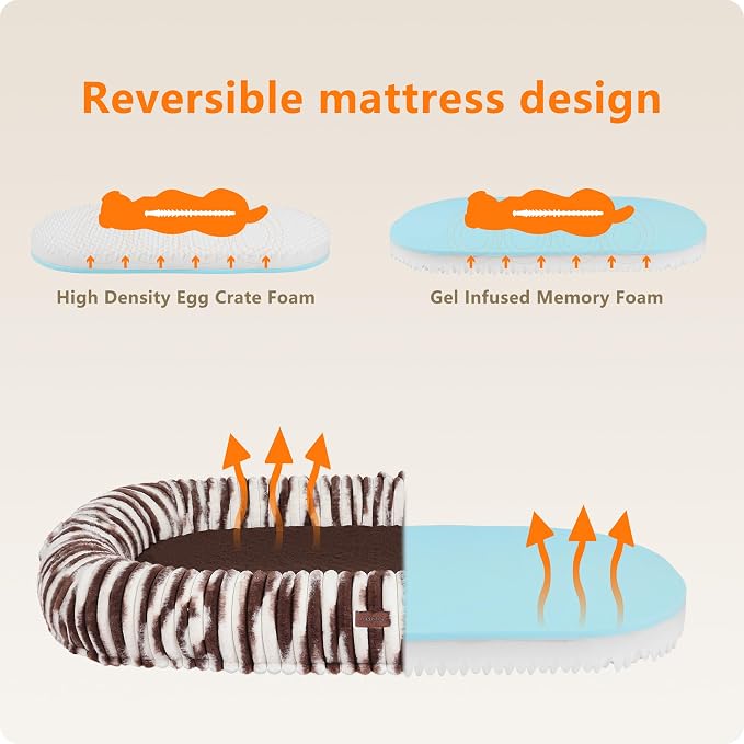 Human Dog Bed for Adult, Orthopedic Gel Memory Foam, 71"x47"x9" | Human Dog Bed Fits Adult & Pets, Reversible Egg-Crate Foam Cushion, Washable Pet Bed with Blanket, Tie-dye Brown