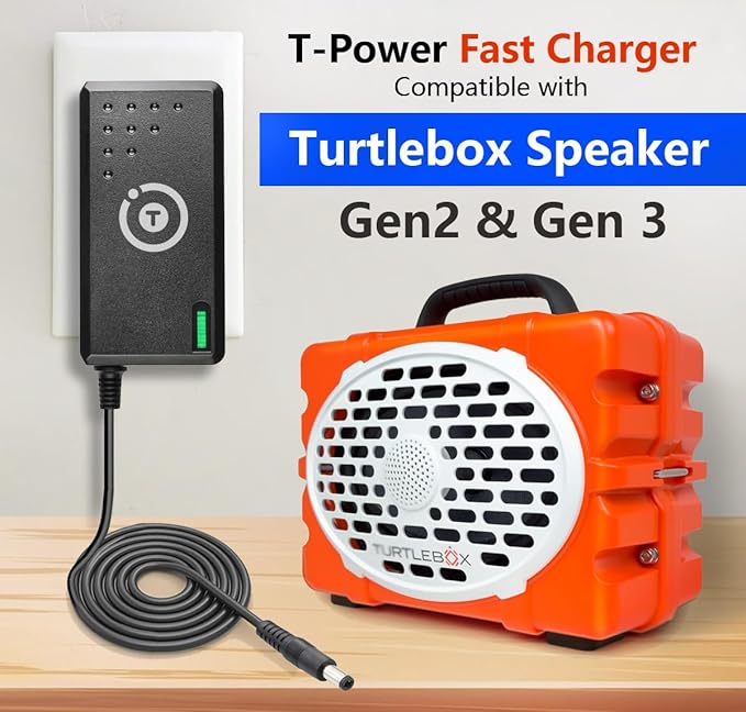 T POWER 15V UL Charger for Turtlebox Gen 2 & Gen 3 Bluetooth Speakers Model: GS-P150300E454A, 2A28W-TURTLEBOXG2, 27733-TURTLEBOXG2 Replacement AC Adapter Power Supply Cord