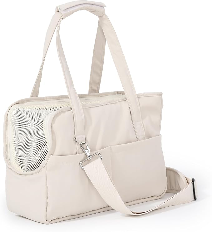 Casual Crossbody Bag for Pets, Hands-Free Shoulder Pet Bag | Fully Openable Sunroof Cover with Mesh Window, Pet Carrier Purse for Small Dogs and Cats (Can Hold 10 Pounds)