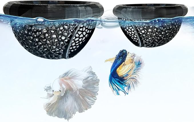 2 PCS Betta Hammock,Bett a Bed, Floating Betta Fish Hammock, 3D Printed Aquarium Decor, Betta Fish Feeder, Safe Resting Spot for Betta, Shrimp and Small Fish (Black)