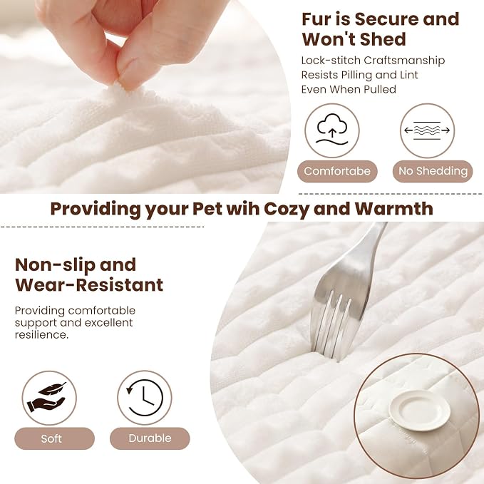 Couch Cover for Dogs Washable, Non-Slip Pet Couch Covers for Sofa, Fuzzy Dog Couch Cover Blanket, Thick, Soft, Plush Couch Cushion Covers for Sofa Protector (White, 27.6" x 27.6"/70 x 70cm)