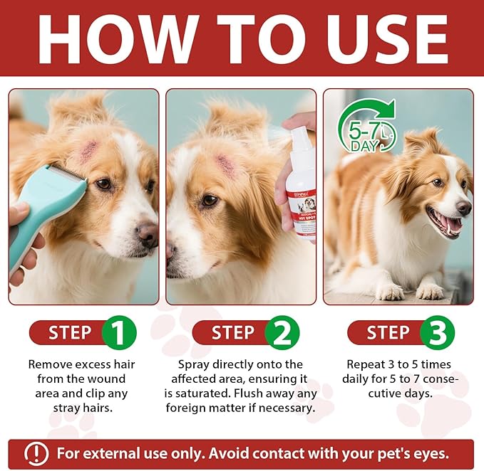 Hot Spot Spray Treatment for Dogs, 2025 Upgraded Hot Spot & Itch Relief Skin Spray for Dog, Irritated Dry Itchy Skin, Allergies, and Dermatitis, Scratching and Licking, Reduces Topical Inflammation