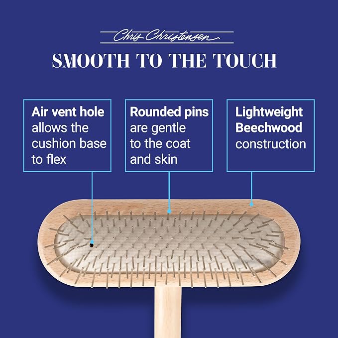 Chris Christensen Dog Brush, 16 mm,T-Brushes, Groom Like a Professional, Stainless Steel Pins, Lightweight Beech Wood Body, Ground and Polished Tips, Fight Fatigue and Stress Injuries