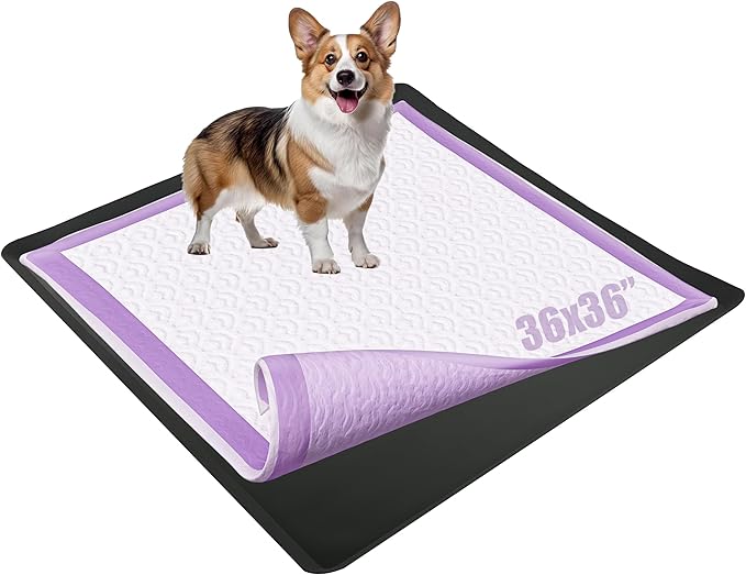 Dog Pee Pad Holder - Fits Up to 36” x 36” Pee Pad - 1 Pack - Black | Stable Grip, Soft Edges, Quick Wipe Silicone Surface, Dog Pad Holder for Indoor Flooring Protection
