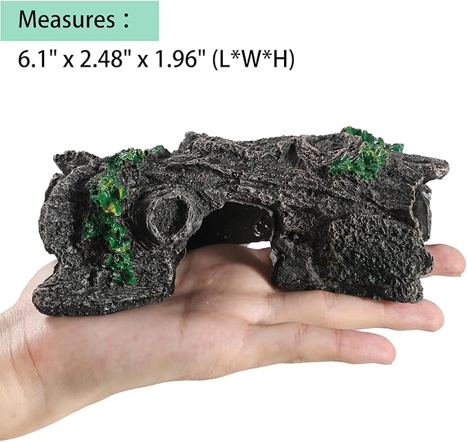 Aquarium Resin Hollow Tree Trunk Betta Log Aquarium Decorations Ornament Fish House Cave Wood House Decor for Fish Tank, Medium