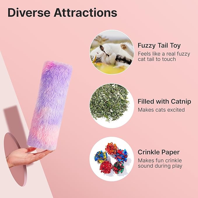 Jouets pour chat Potaroma, lot de 3 coussins, doux et durables, avec froissement sonore et herbe à chat à l'intérieur, jouet interactif pour chatons d'intérieur, stimule l'exercice des chatons