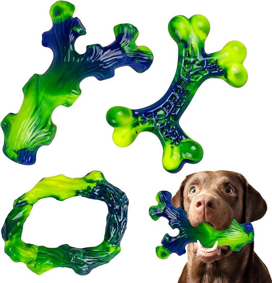 Lot de 3 jouets à mâcher indestructibles en nylon pour chiens à mastication agressive - Jouets durables en forme d'os pour chiens de grande race, enrichissement pour chiots à dents solides