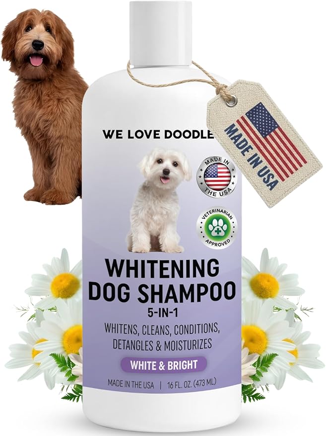 Whitening Dog Shampoo | Made in USA | Brightening Dogs Fur | White & Bright Hair | Removes Stains & Discoloration [We Love Doodles]