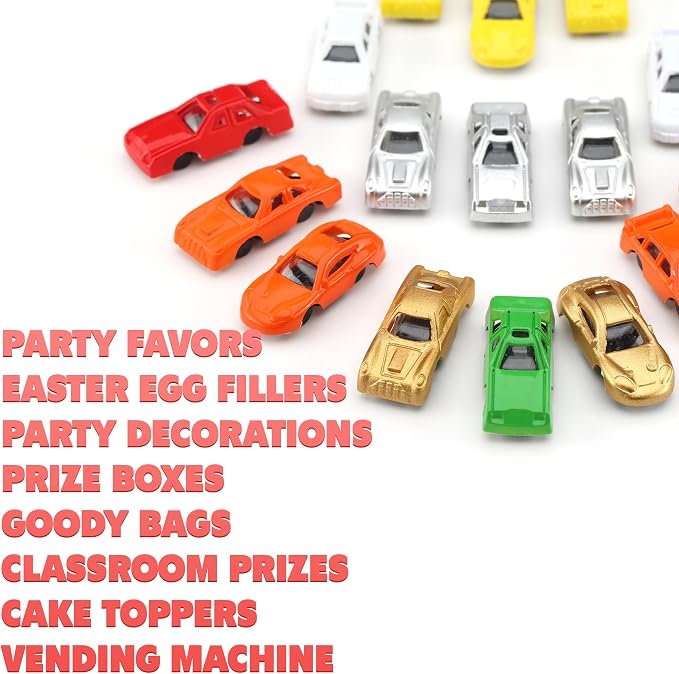 Racing Car Toys in Capsules - 250 Pcs - 1.1 Inch Plastic Capsules with Mini Racing Cars Toys for Kids inside - Bulk Easter Basket Stuffers Classroom Prizes