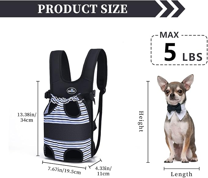 Wakytu Pet Carrier Backpack, Pet Front Dog Carrier Backpacks, Adjustable Pet Front Cat Dog Carrier Backpack Travel Bag, Legs Out, Easy-Fit for Traveling Hiking Camping for Small Cats Dogs