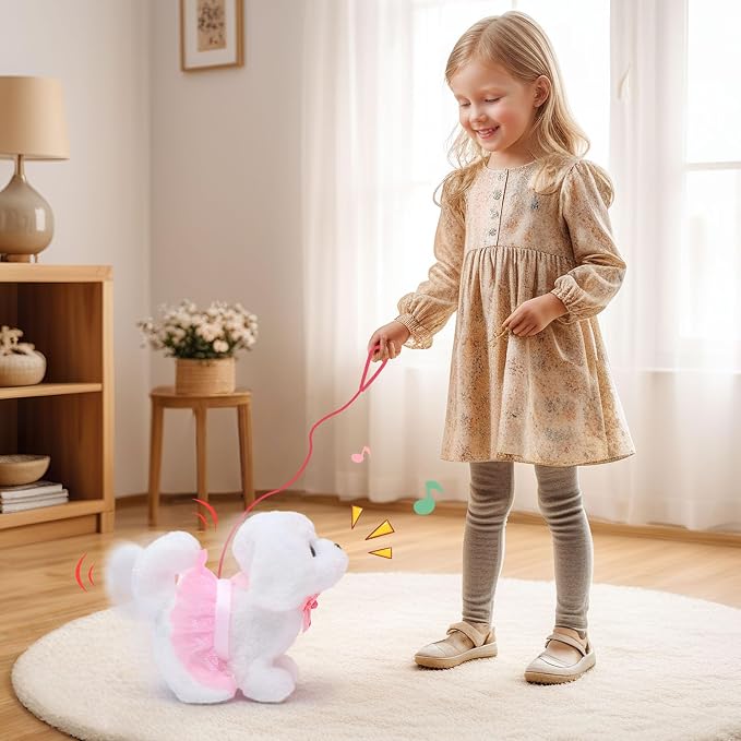 Golray Electronic Toy Dog and Cat for Kids Girls, 10 Pcs Puppy Pet Care Pretend Play Set 16 Pcs Kitten Carrier & Pet Groom Feed Care Set