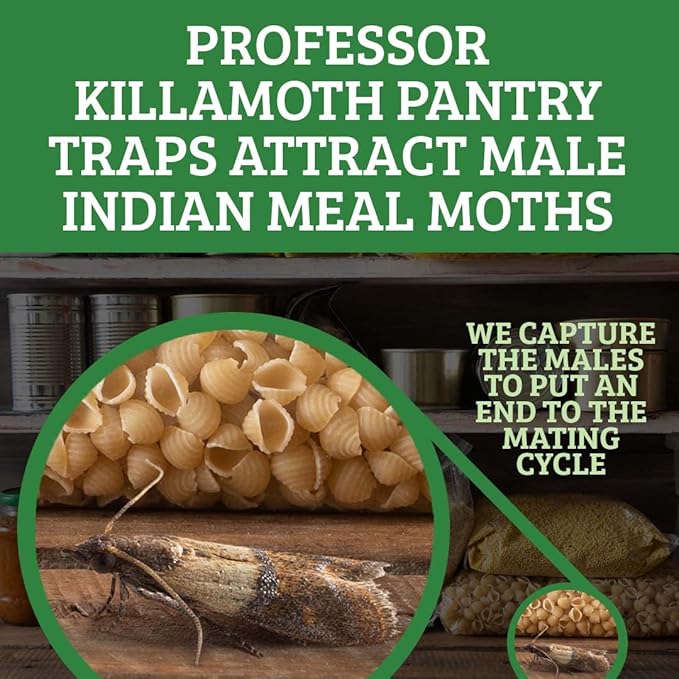 Professor Killamoth Pantry Moth Traps 6 Pack, Professional Grade Pheromone Moth Traps for House Indoor, Non-Toxic Pantry Moth Trap for Kitchen, Food & Cupboards