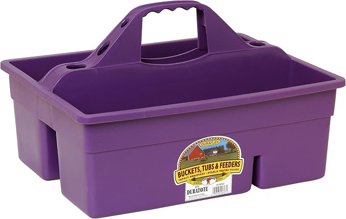 Little Giant® Plastic DuraTote | Horse Grooming DuraTote | Durable Tote Box Organizer with Easy Grip Handle | Extra Thick Sidewalls | Purple
