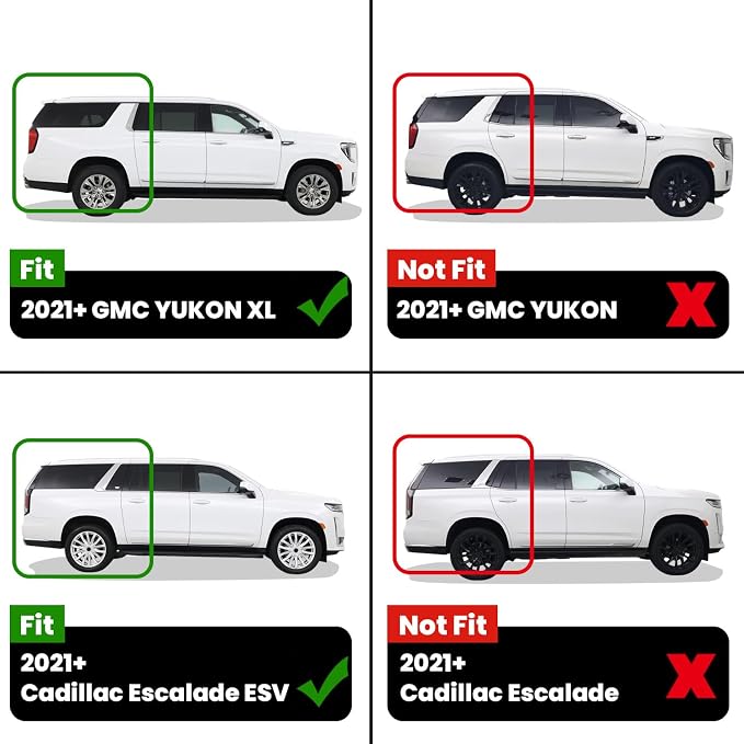 LASFIT Floor Mats & Cargo Liner 2021-2026 & Only 7 Seats (Not for 8/9 Seats) for Chevy Suburban/GMC Yukon XL(Only Yukon XL, Not Fit Yukon)/Cadillac Escalade ESV(Only Escalade ESV, Not Fit Escalade)