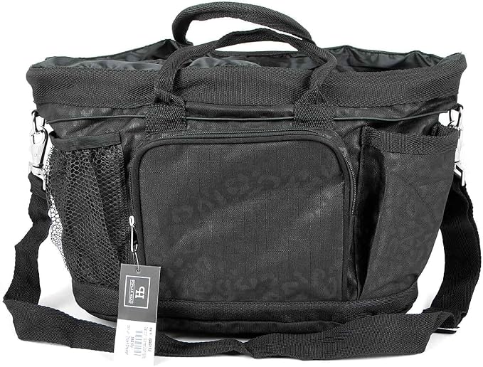 Jeffers Poplar Head Grooming Bag – Horse Grooming Organizer Tote with Pockets for Brushes, Tools, Clippers, Shampoo, Detangler – Stable Barn Kit Carrier for Horses, Pets, Livestock, Covert Cheetah