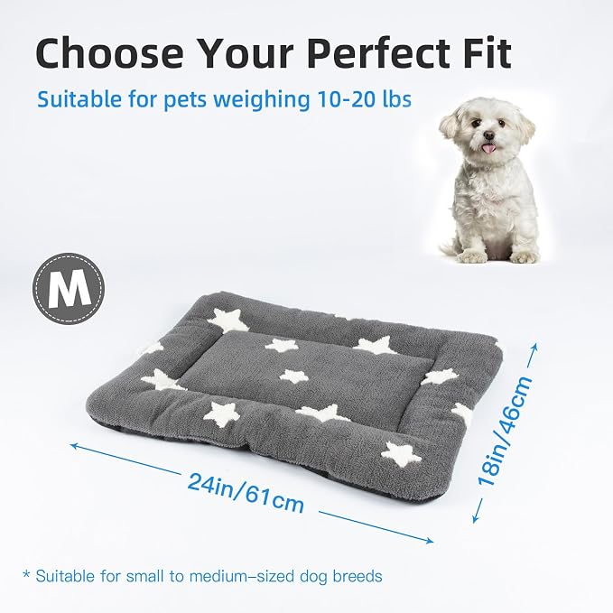 Mora Pets Dog Crate Pad Kennel Bed Crate Mat for Small Dogs Washable Cute Star Pet Bed for Dog Cage Ultra Soft Flat Puppy Cat Kitten Pillow Cushion for Sleeping Anti-Slip Grey 24 x 18 | Soft Dog Cat Bed Mat, Puppy Crate Pad for Dog Cages Cozy Sleeping ...