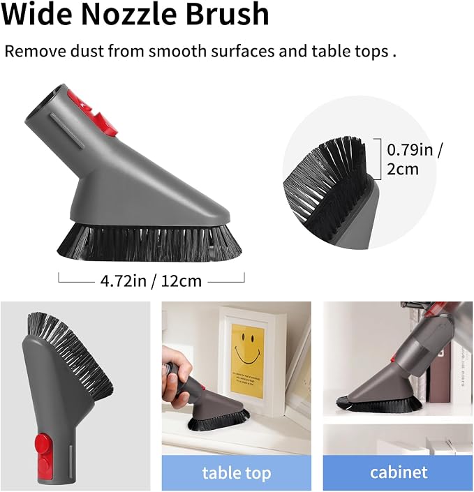 Replacement Attachment Kit compatible with Dyson V7 V8 V10 V11 V15 Cleaner | Flexible Extension Hose Mattress Tool Stiff Brush Soft Bristle and Flexible Crevice Tool for Home Cleaning