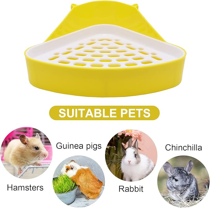 Litewoo Rabbit Litter Box Toilet Bunny Corner Litter Pan Pet Toilet Potty for Guinea Pigs Hamster Chinchilla Ferret Rabbit Small Animal (Yellow)