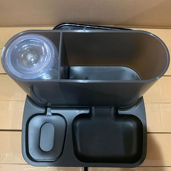 Automatic Cat Feeder and Water Gravity Dispenser 2 in 1 Pet Self Dry Food Bowl Watering Supplies for Indoor Small Dogs Puppy Kitten (Black)