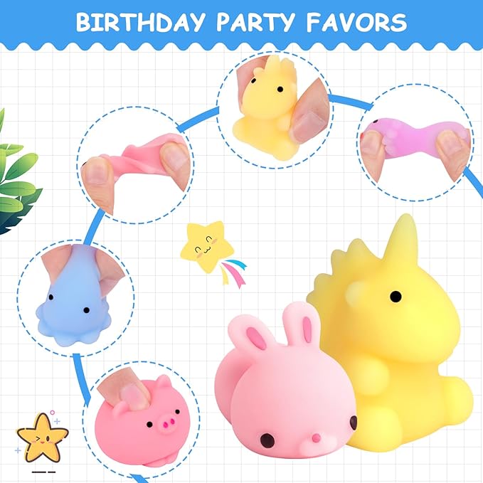 POKONBOY 30 PCS Squishies Mochi Toys, Mini Kawaii Squishy Animals Squeeze Stress Relief Toys Easter Basket Stuffers Party Favors Easter Egg Filler for Kids