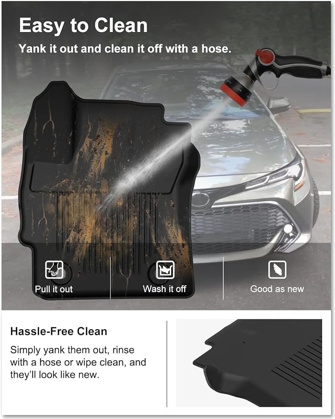 KIWI MASTER Floor Mats for 2020-2026 Toyota Corolla Sedan Hatchback, OEM Replacement PT908-12190-02, Custom Fit All Weather Car Mats, Heavy Duty TPE Floor Liners, Front & Rear 2 Row, Black