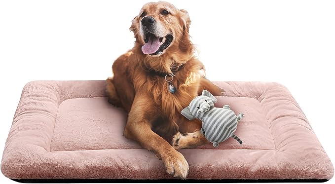 Dog Crate Pad Washable Dog Bed for Crate Large Cozy Mat 42-Inch Pink | Ultra Soft Kennel Pad,Anti-Slip Bottom,Fits for Most Metal Crates,Comfortable Sleeping Pet Mat