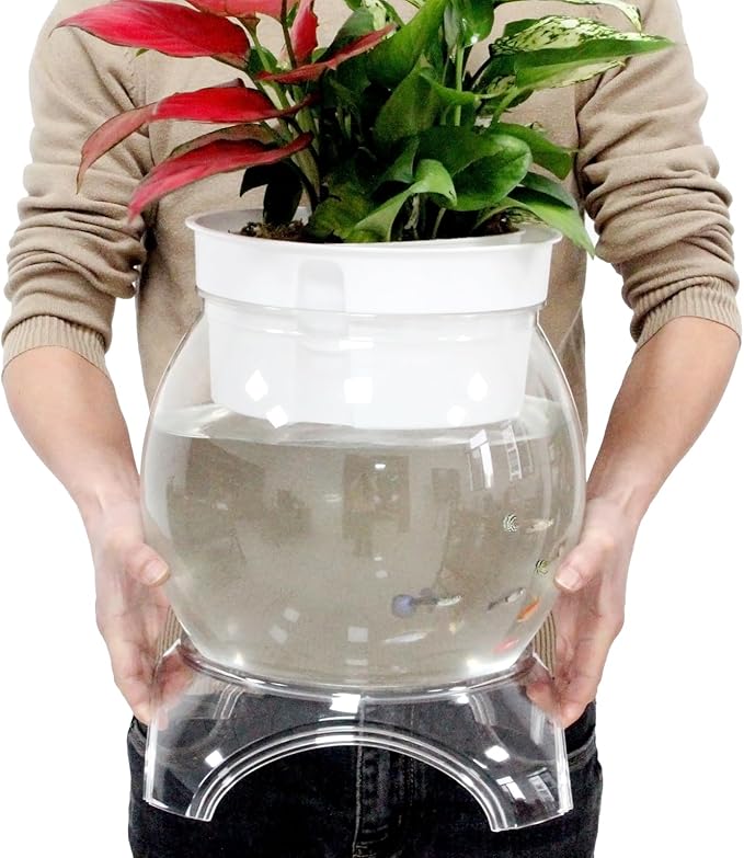 3 Gallon PET Aquaponic Betta Fish Tank Aquaponic with Base and Top, Large Bowl Shatterproof Aquarium Fish Tank with Clear Clarity for Terrarium, Flower Vase Centerpiece Present for Fish Lovers