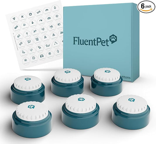 Speak Up Button 6 Pack with Clearer Upward-Facing Sound- 6 Recordable Buttons with Batteries Included & Premium Audio for Dogs & Cats - Easy-to-Press Training Dog Buttons for Communication