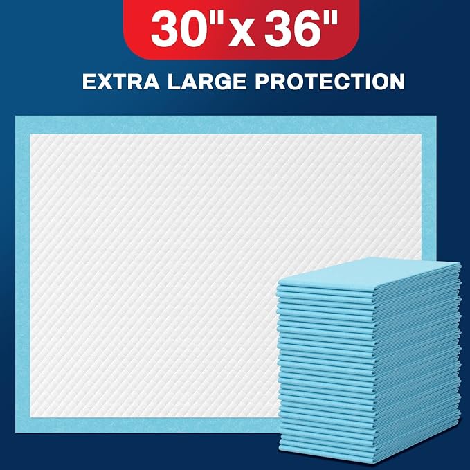 BIGGMED Tear-Resistant Disposable Bed Pads 30" x 36" 50 Count Absorbent Underpads, Chux Thicker Extra Large Incontinence Bed Pads, Pee Pads for Adults, Kids, Elderly, Pets