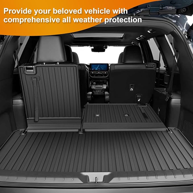 AOMSAZTO Floor Mats and Cargo Mat Compatible with 2024-2025 Toyota Grand Highlander (7 Seats Only): All Weather TPE Protection Full Set Grand Highlander Floor Liners (Not Fit Highlander)