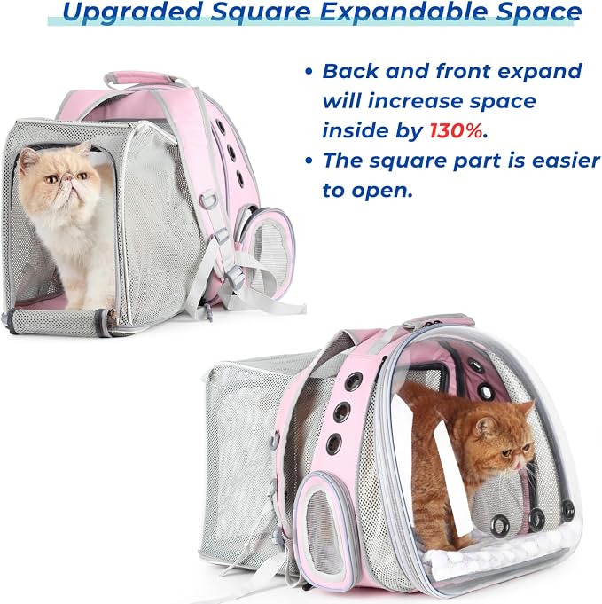 Expandable Cat Backpack Carrier for Large Cats & Small Dogs - Airline Approved Pet Bubble Backpack with Dual-Side Expansion, Perfect for Travel, Hiking & Outdoor Adventures, Up to 16lbs