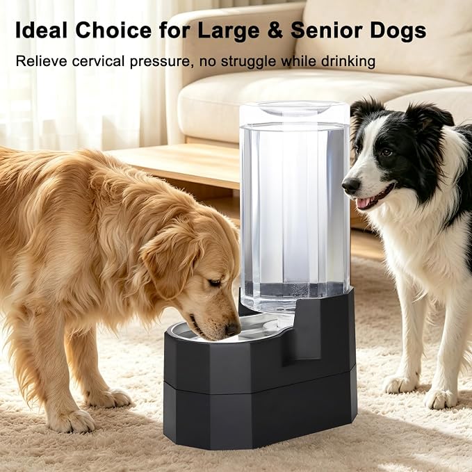 RIZZARI 9L Gravity Dog Water Dispenser: Elevated Filtered Station | Large Dogs & Seniors / Multi Layer Filtration / 304 Stainless Steel Bowl / Spill Resistant Base / Dishwasher Safe