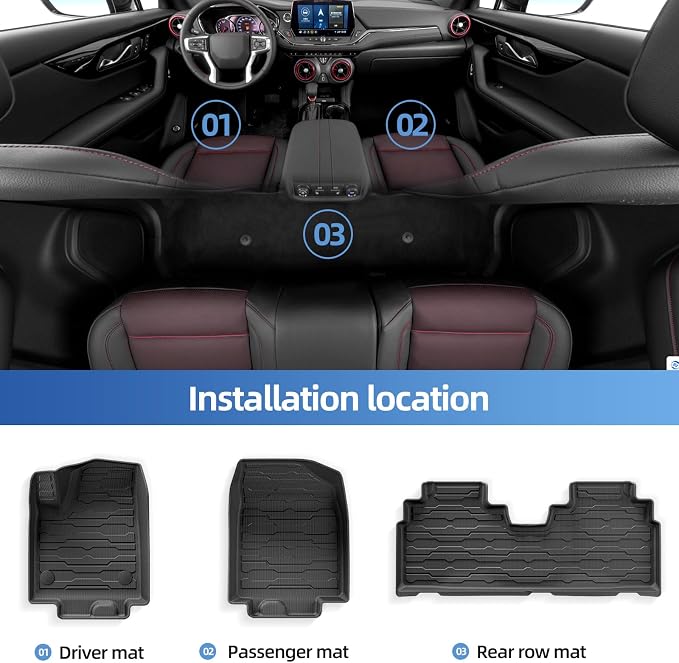 SMABEE Floor Mats Cargo Liner for Chevy Blazer EV & Honda Prologue 2024 2025 2026 All Weather Floor Liners for Blazer EV Prologue Accessories Trunk Mat TPE 1st& 2nd Row Car Mats Black