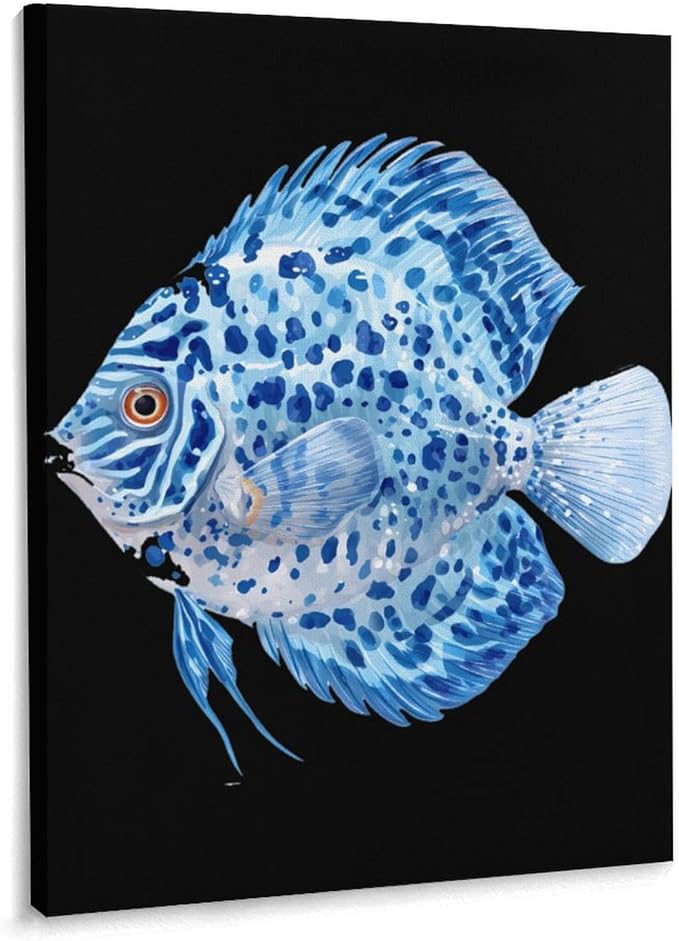 Discus Fish Wall Art Canvas Artwork Vintage Hanging Pictures Painting Poster for Home Decor