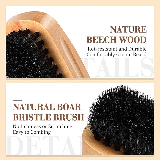 Maitys 10 Set Appreciation Gifts Bulk Beard Brush Comb Scissors,Rectangle | Boar Bristle Beard Brush, for Men Father Colleague Employee