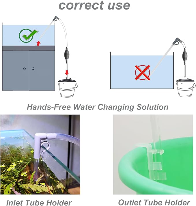 AREPK Compact Aquarium Siphon Vacuum and Water Changer Kit with Cleaning Brush. Perfect for Simultaneous Water Changing and Cleaning in Small Fish Tanks. Gravel and Sand Cleaning.