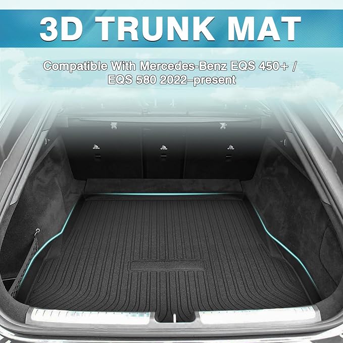 Mixsuper Cargo Liner for 2022-2025 Mercedes-Benz EQS Sedan 450+ / EQS 580 (Not fit EQS SUV), Trunk Mat for Sedan EQS 450+ / EQS 580 Accessories Rear Cargo Mat Trunk Liner Black