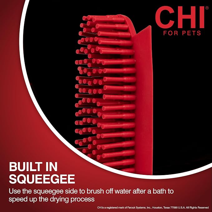 CHI for Dogs Rubber Fur Accumulator Brush, Dog Grooming Tool for Removing Loose Hair and Lint from Coats Furniture Clothing and Car Seats, Flexible Rubber Bristles, Easy Clean Grooming Brush | Flexible rubber bristles, removes loose hair and lint from ...